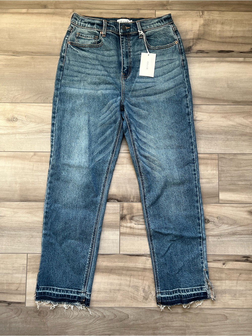 Cello High Rise Straight Raw Hem Jeans NWT Size 13